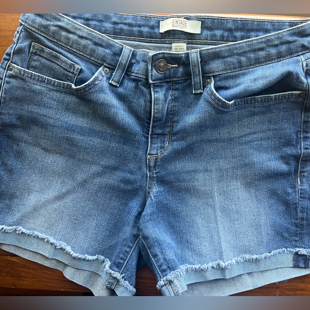 Vintage America Denim Shorts 10/30 High Rise Raw Hem Frayed Mom Jean Western